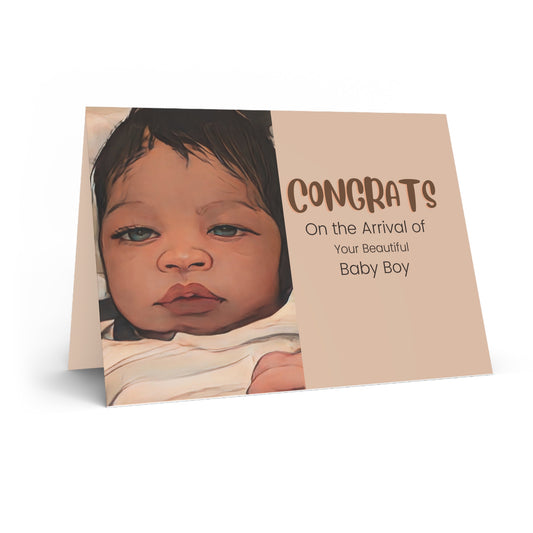 Congrats On Arrival Of Beautiful Baby Boy/ African American Greeting Card