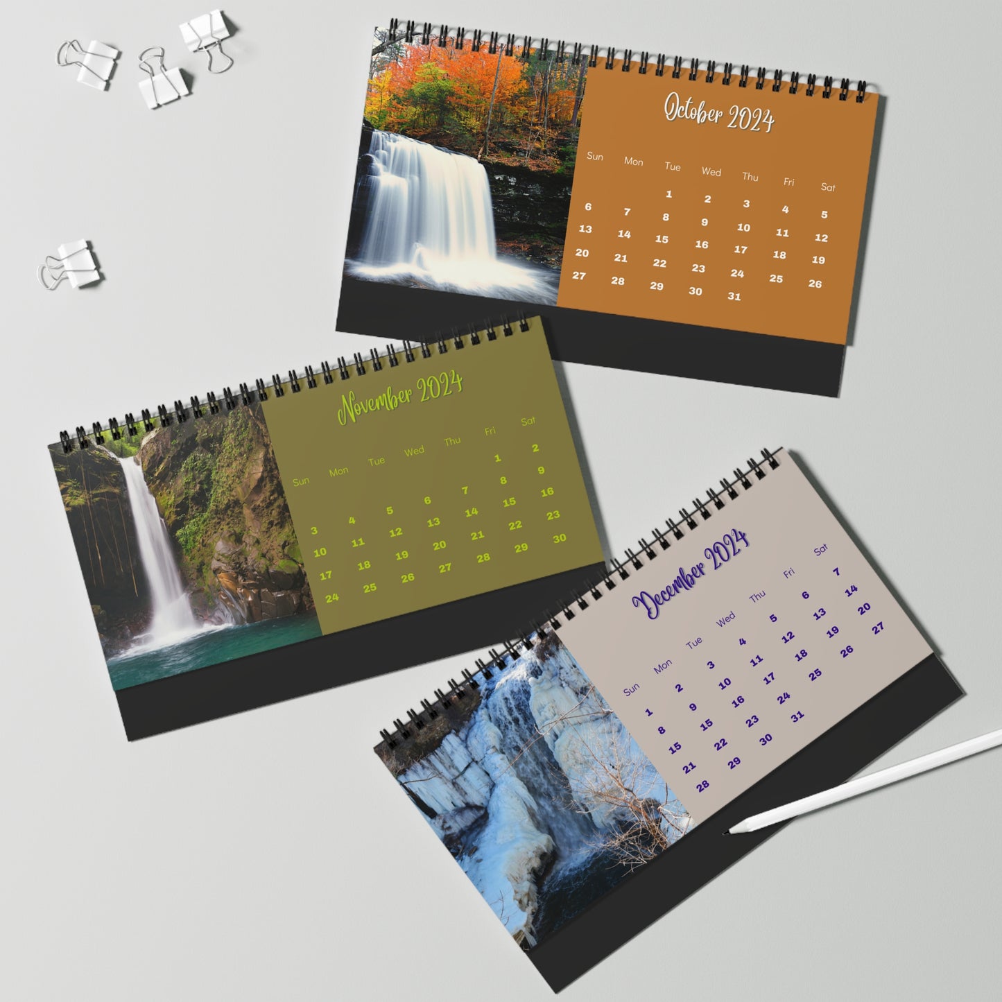 2024 Waterfall Desk Calendar