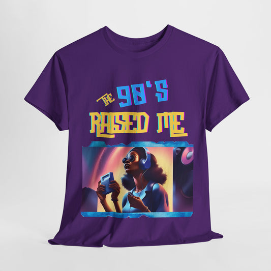 90's Raised Me/Female/ Yellow and Blue/ Unisex Heavy Cotton Tee