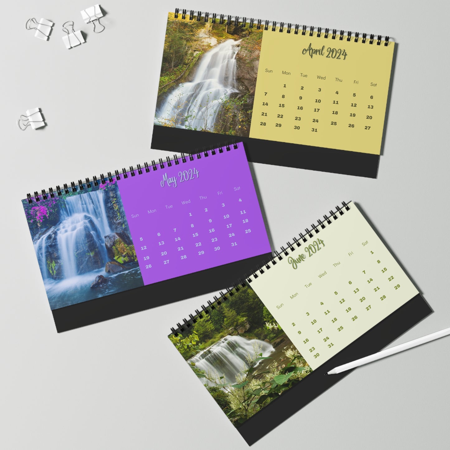 2024 Waterfall Desk Calendar