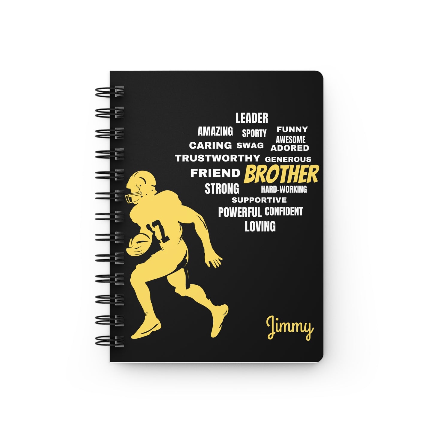 Brother/ Mens Football Writing Notebook/ Spiral Bound Journal