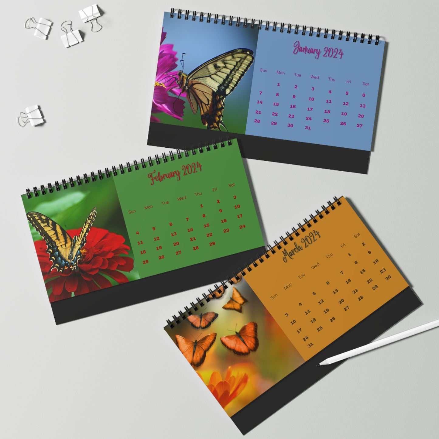 2024 Butterfly Desk Calendar