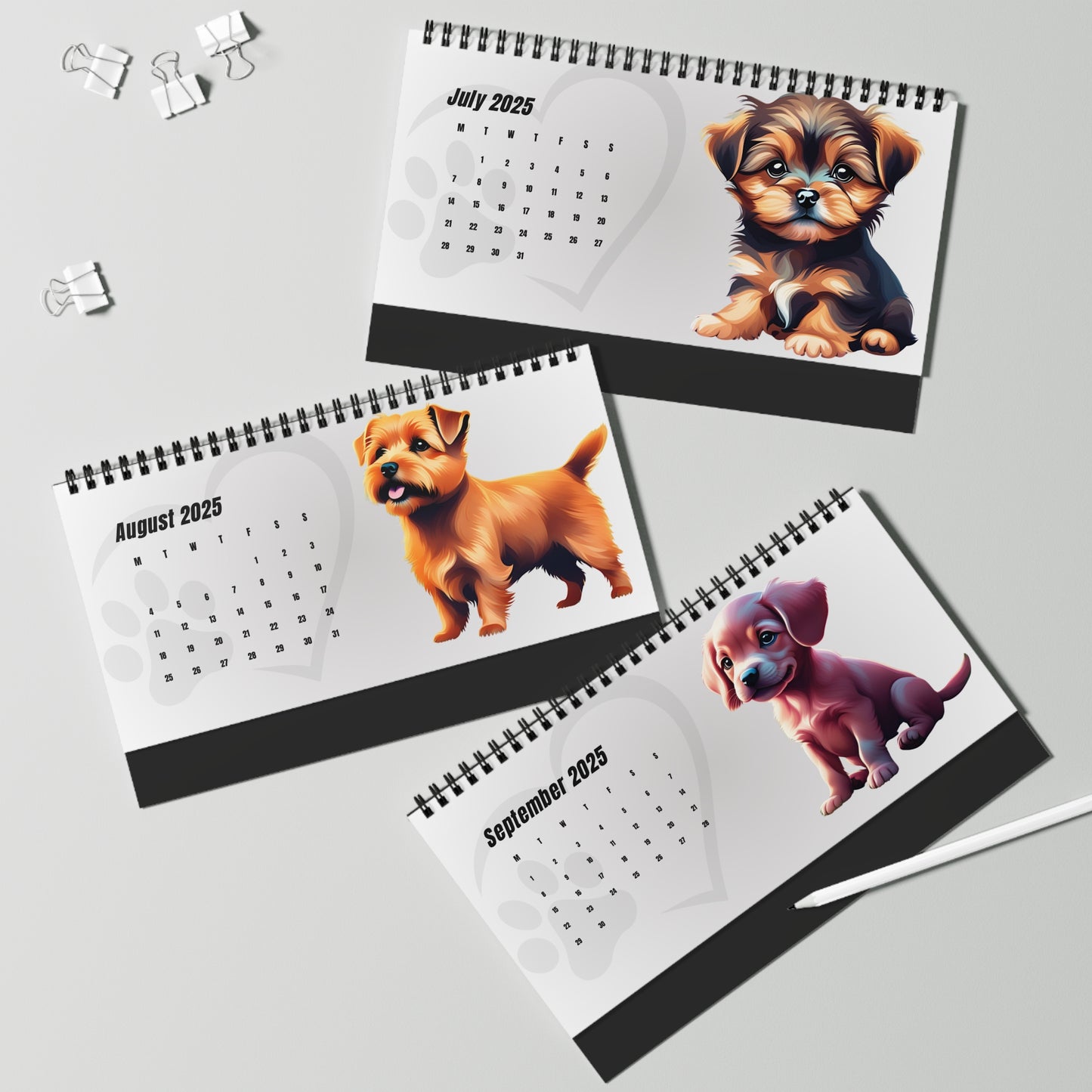 2025 Puppies Desktop Calendar