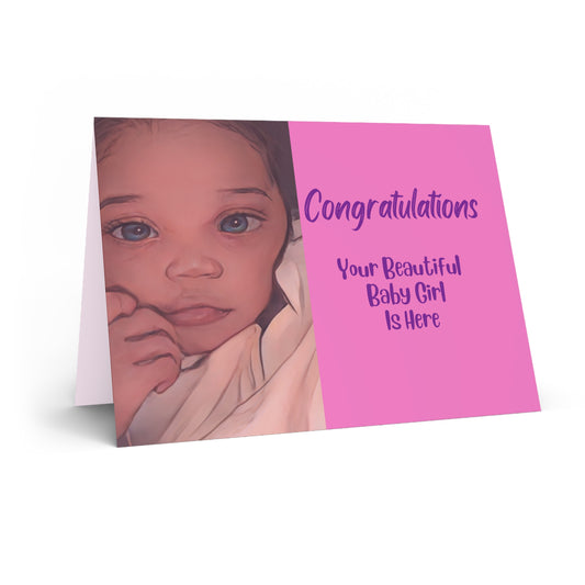 Congratulations Your Beautiful Baby Girl Is Here/ African American Greeting Card