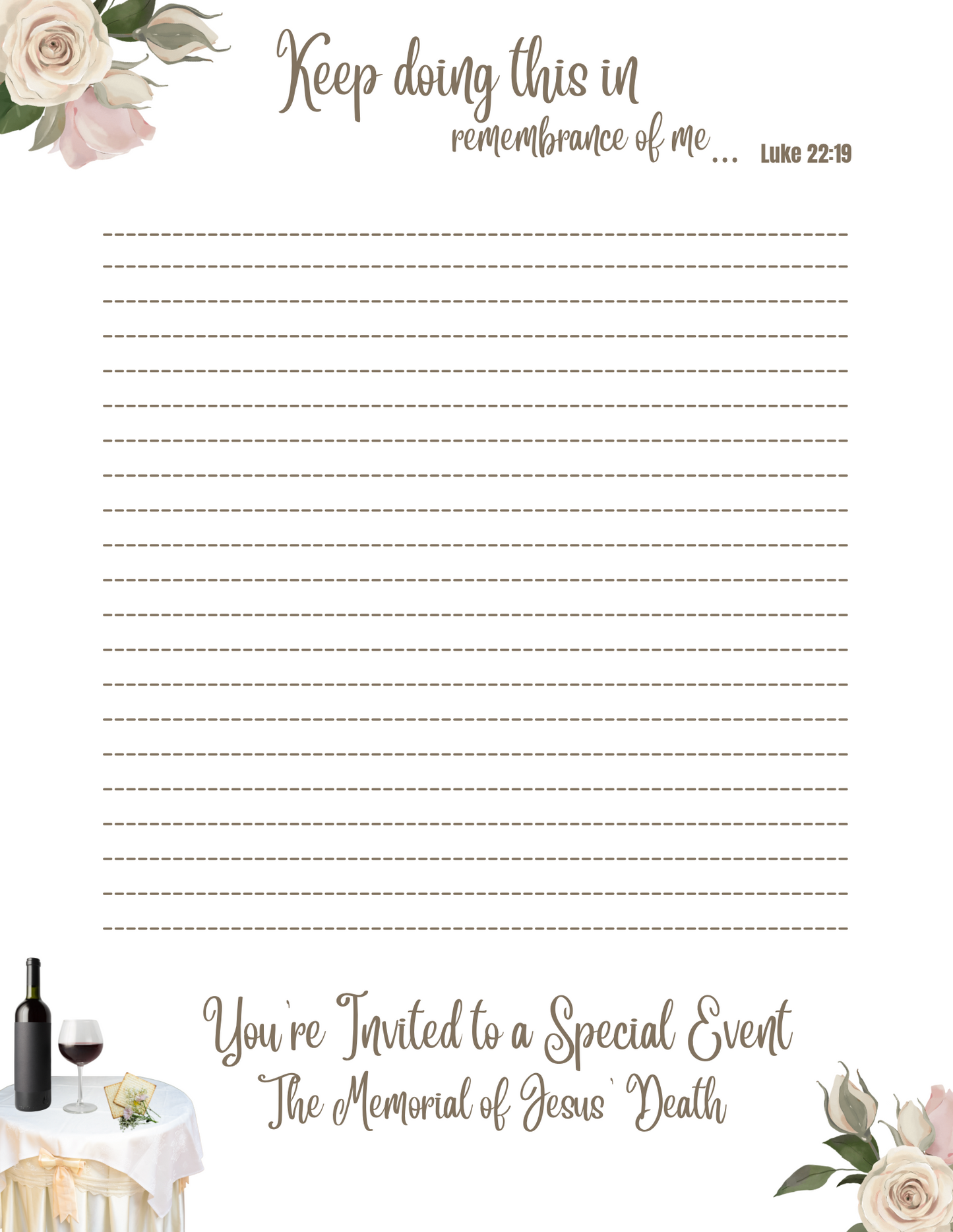 Memorial Letter/ You Are Invited /JW Writing Stationery