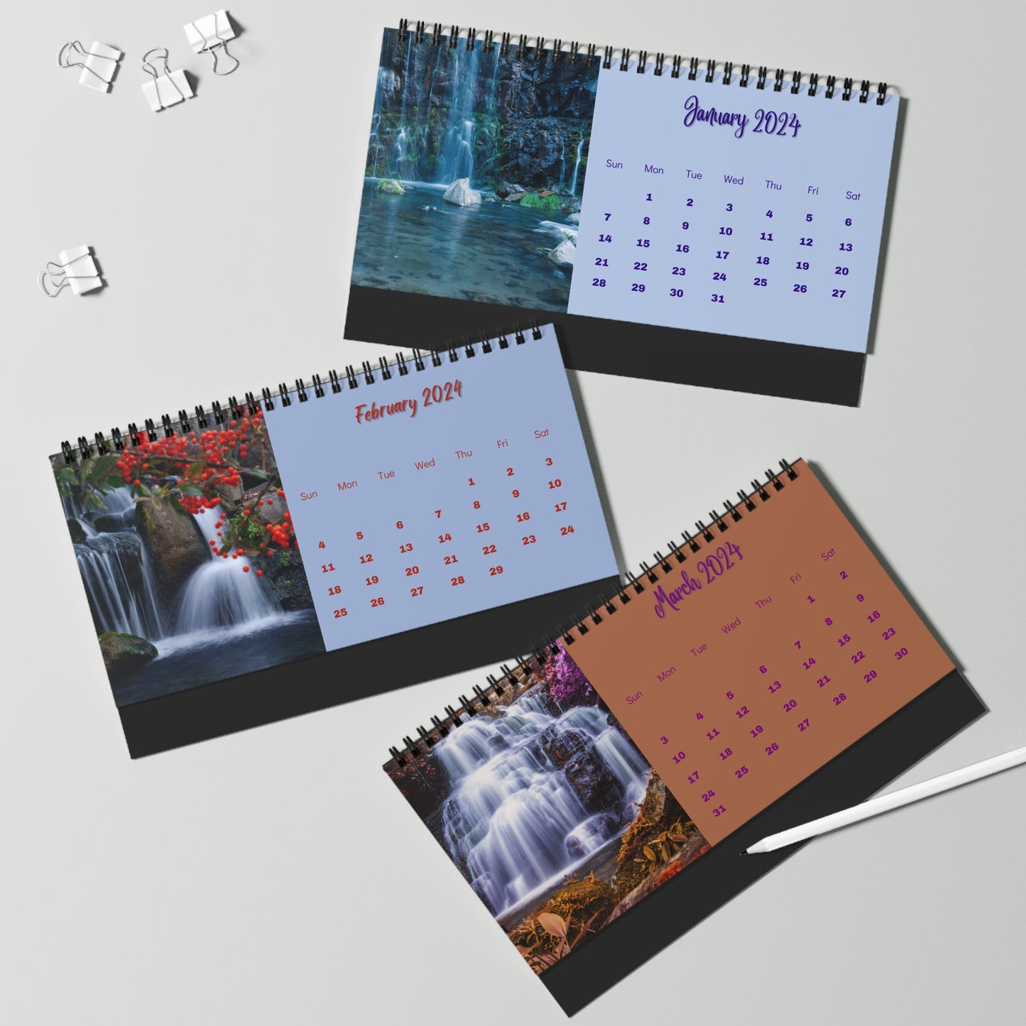 2024 Waterfall Desk Calendar