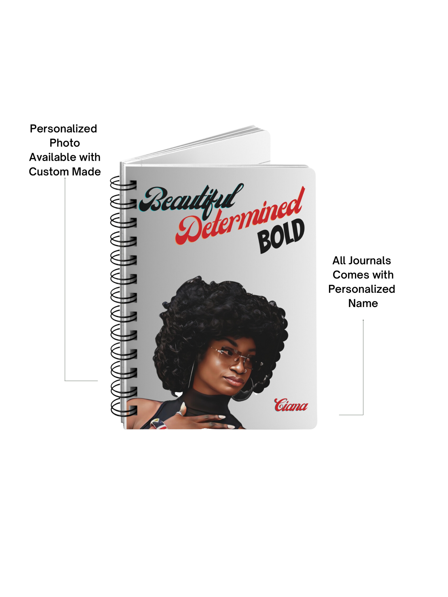 Beautiful/Determined/Bold/Spiral Bound /Journal