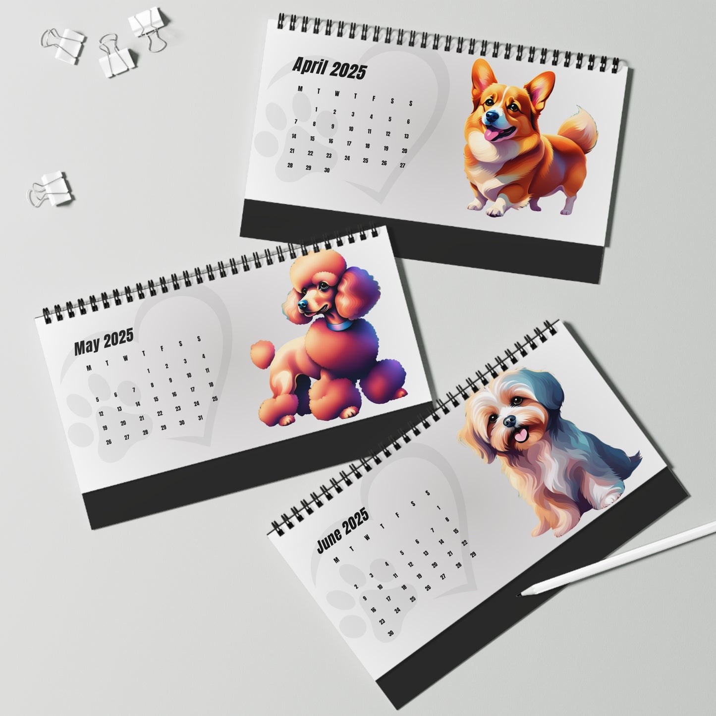 2025 Puppies Desktop Calendar