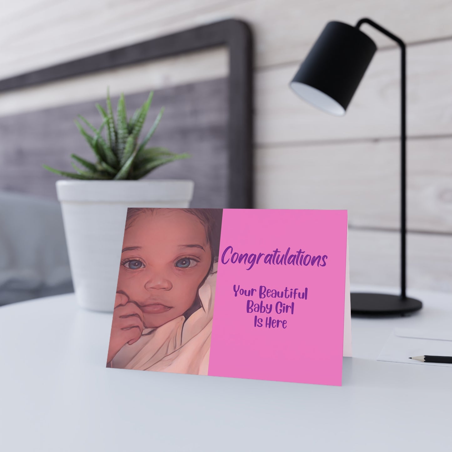 Congratulations Your Beautiful Baby Girl Is Here/ African American Greeting Card