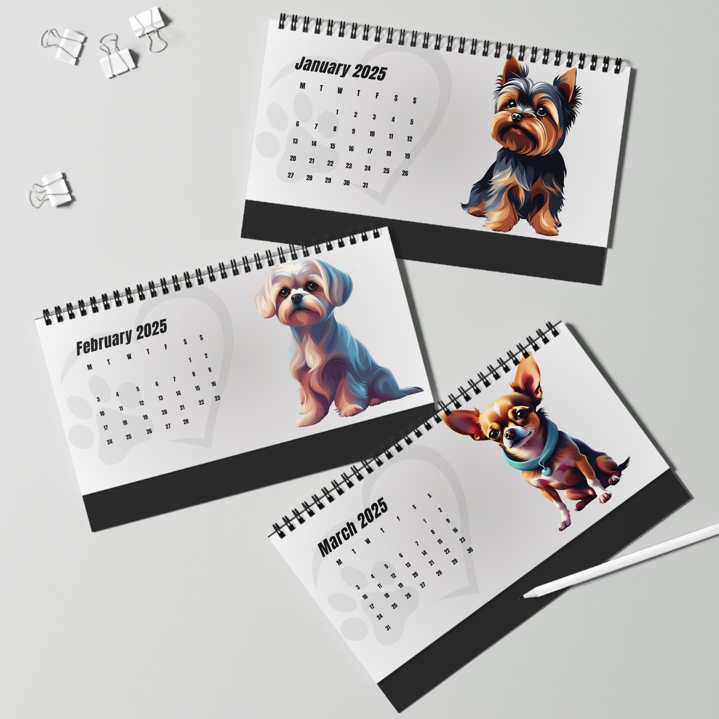 2025 Puppies Desktop Calendar