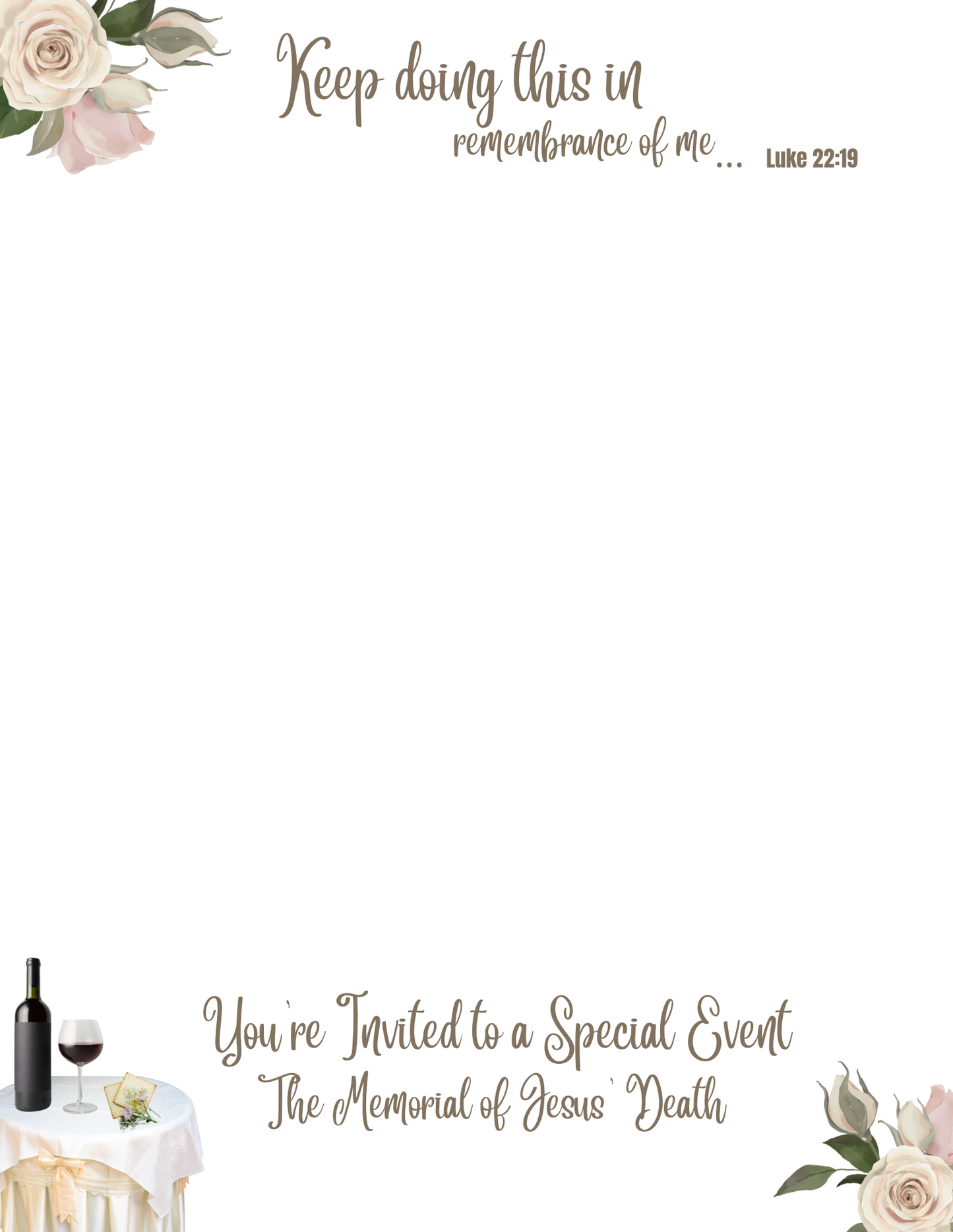 Memorial Letter/ You Are Invited /JW Writing Stationery