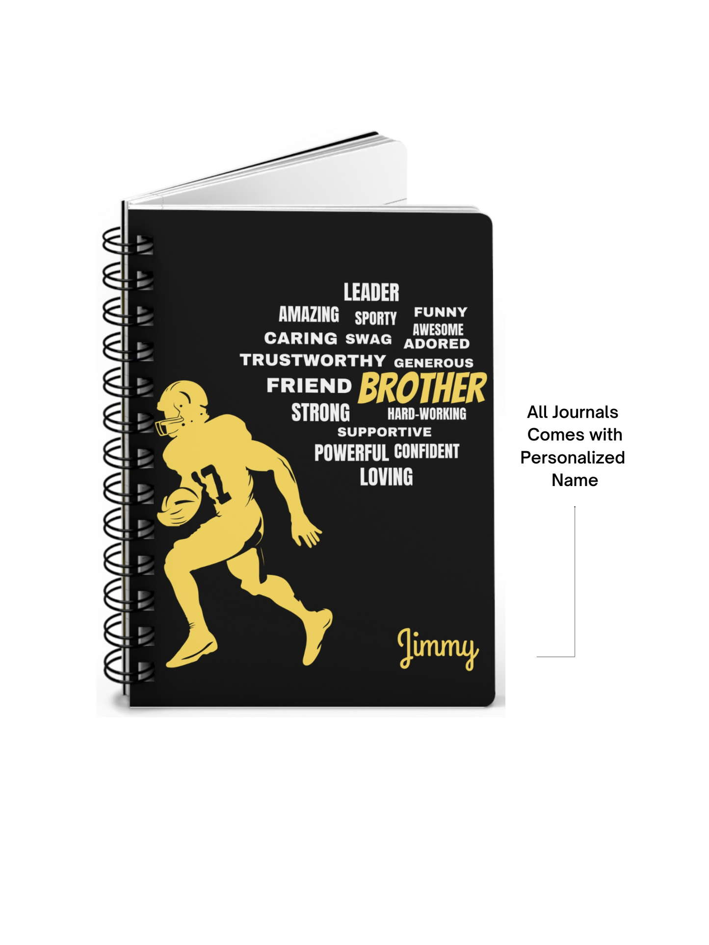 Brother/ Mens Football Writing Notebook/ Spiral Bound Journal