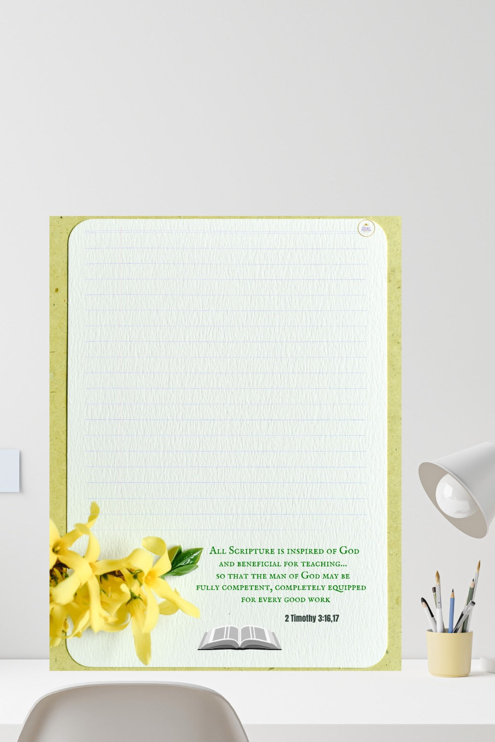 JW Letter Writing Stationery/ Yellow Flower/All Scripture Is Inspired/2Tim. 3:16,17