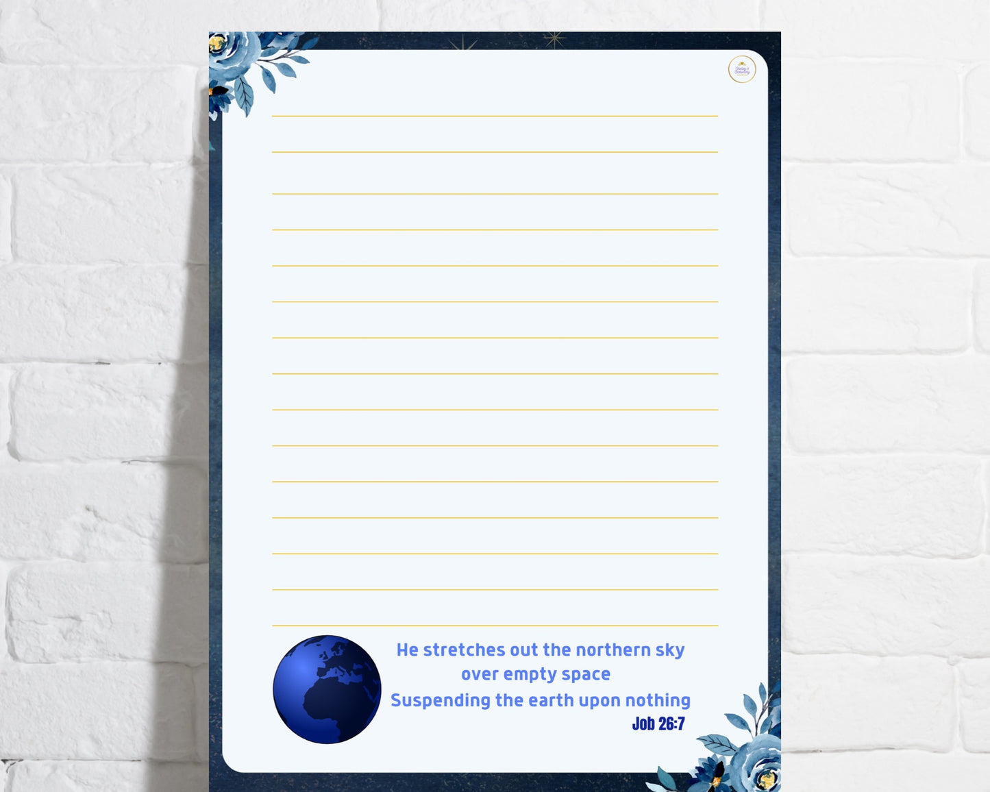 JW Letter Writing Stationery/Suspending The Earth Upon Nothing/ Job 26:7